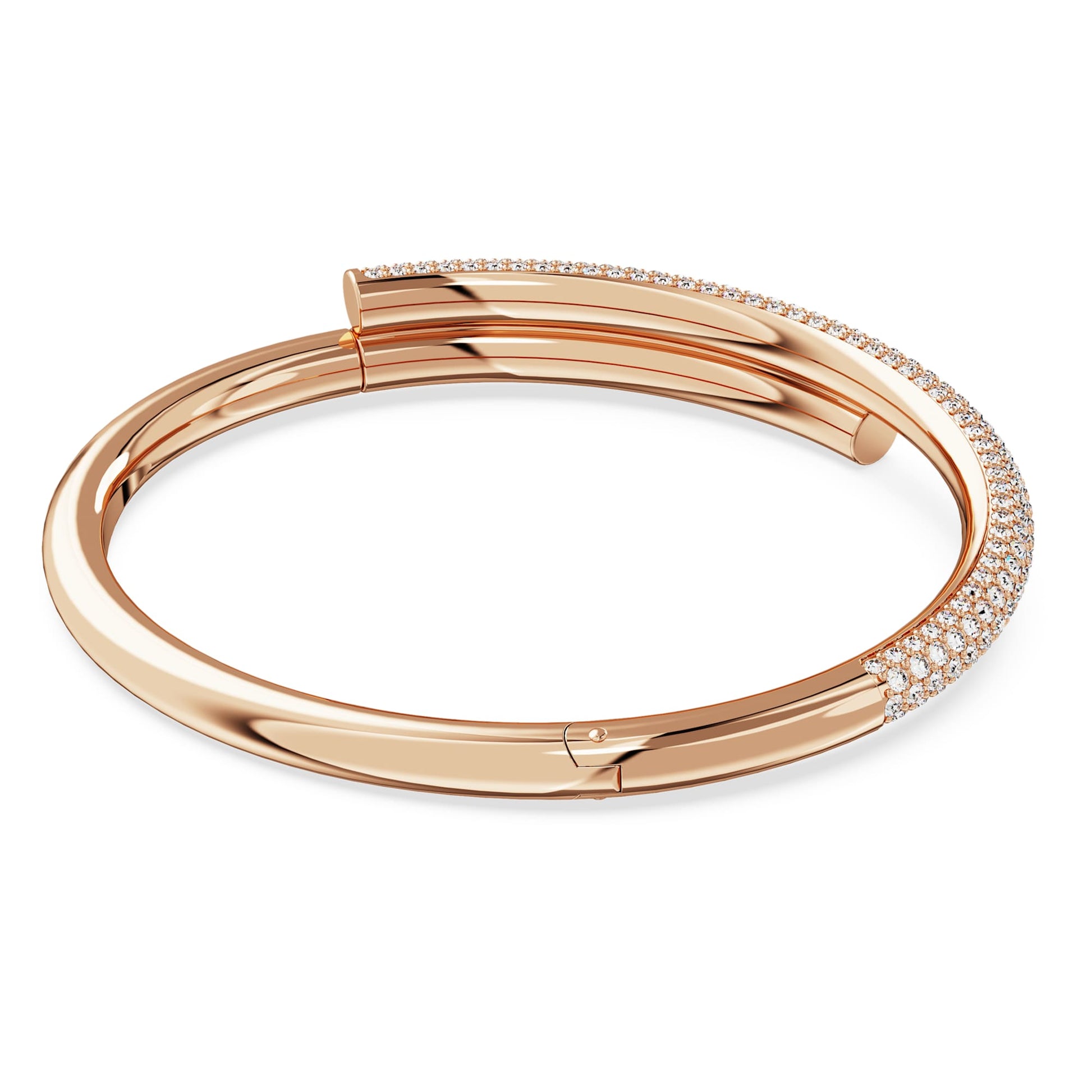 Dextera Rose Gold Magnetic Closure Bangle with White Swarovski Crystals