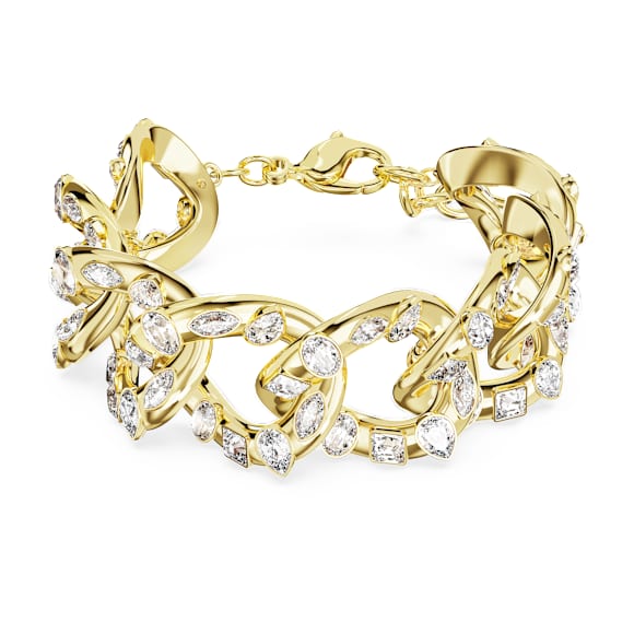 Elegant Swarovski Dextera Gold-Tone Plated Bracelet with Mixed White Crystals
