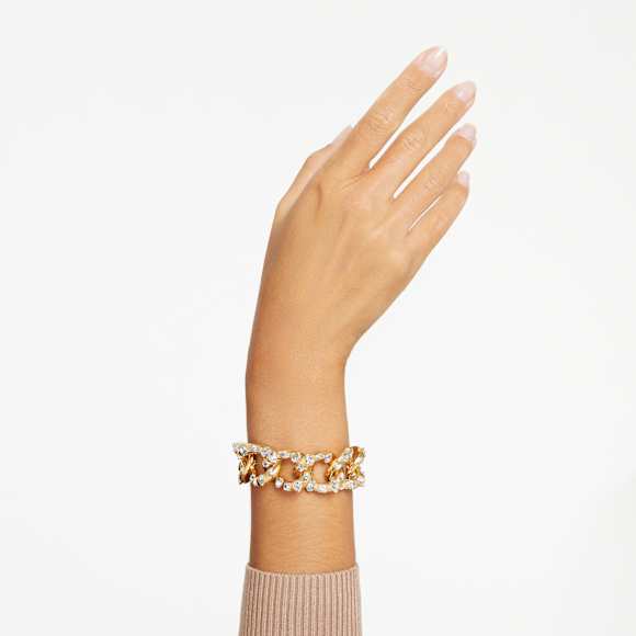 Elegant Swarovski Dextera Gold-Tone Plated Bracelet with Mixed White Crystals