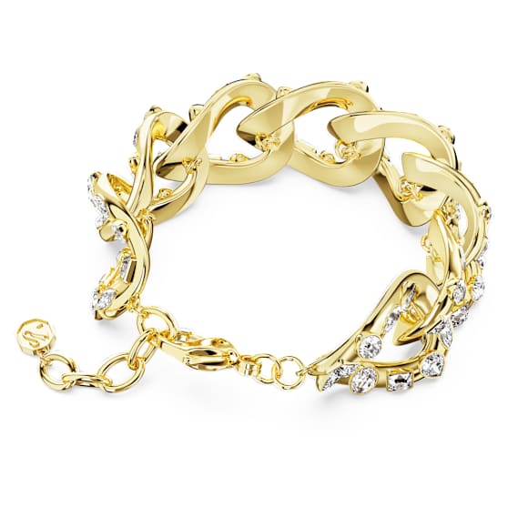 Elegant Swarovski Dextera Gold-Tone Plated Bracelet with Mixed White Crystals