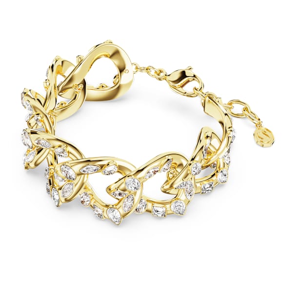 Elegant Swarovski Dextera Gold-Tone Plated Bracelet with Mixed White Crystals
