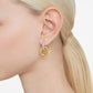 Dextera Interlocking Loop Gold-Tone Plated White Hoop Earrings