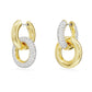 Dextera Interlocking Loop Gold-Tone Plated White Hoop Earrings