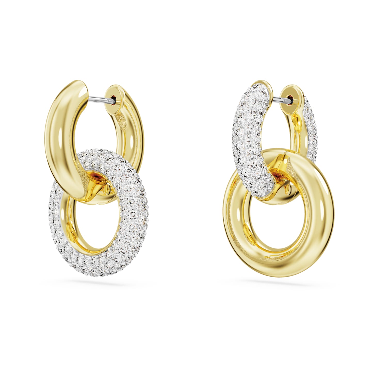 Dextera Interlocking Loop Gold-Tone Plated White Hoop Earrings