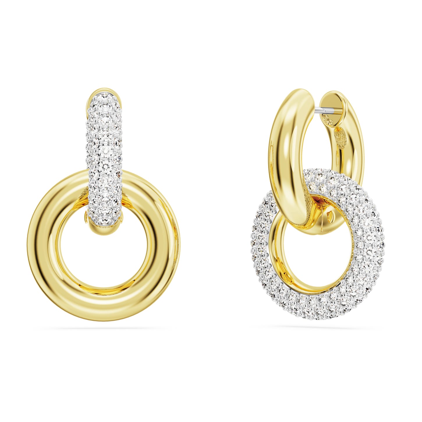 Dextera Interlocking Loop Gold-Tone Plated White Hoop Earrings