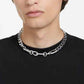 Swarovski Dextera Statement Mixed Links Necklace, White Crystals, Rhodium Plated