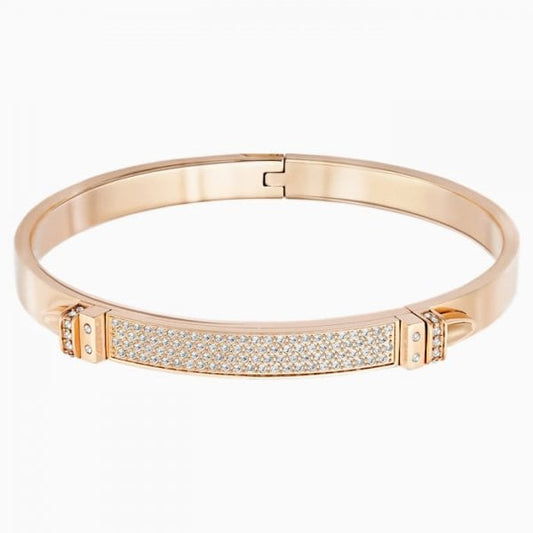 Swarovski Distinct White Crystal Pavé Rose Gold-Tone Plated Bangle Bracelet