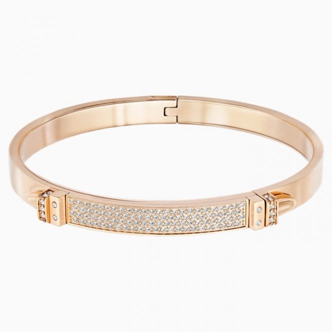 Swarovski Distinct White Crystal Pavé Rose Gold-Tone Plated Bangle Bracelet