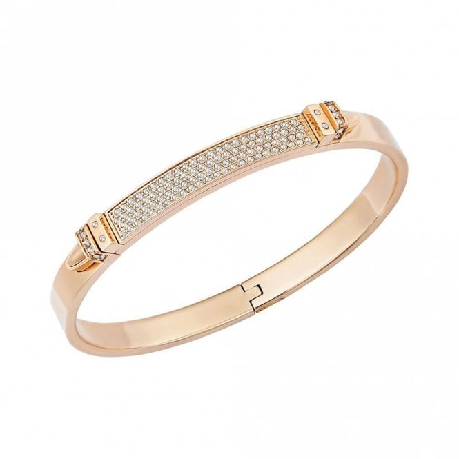 Swarovski Distinct White Crystal Pavé Rose Gold-Tone Plated Bangle Bracelet