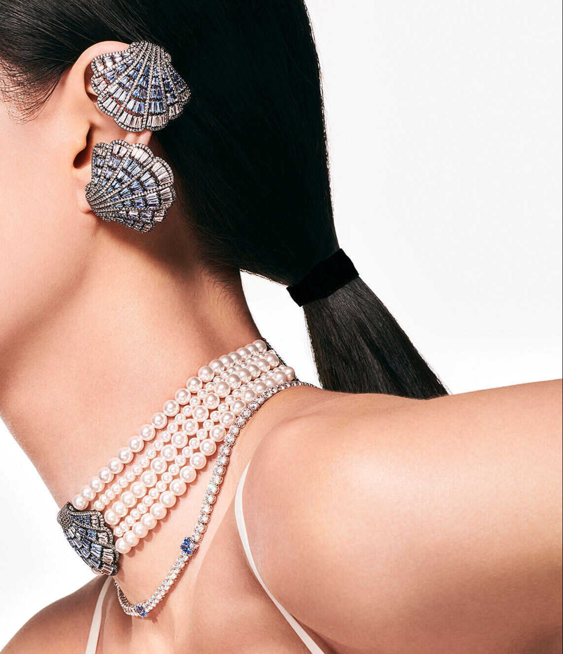 Swarovski Idyllia Blue Crystal Shell Clip Earrings for Women