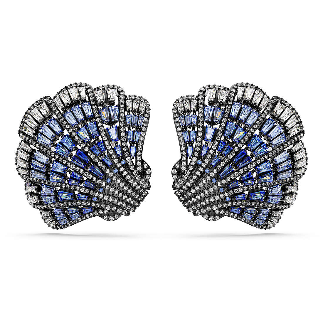 Swarovski Idyllia Blue Crystal Shell Clip Earrings for Women