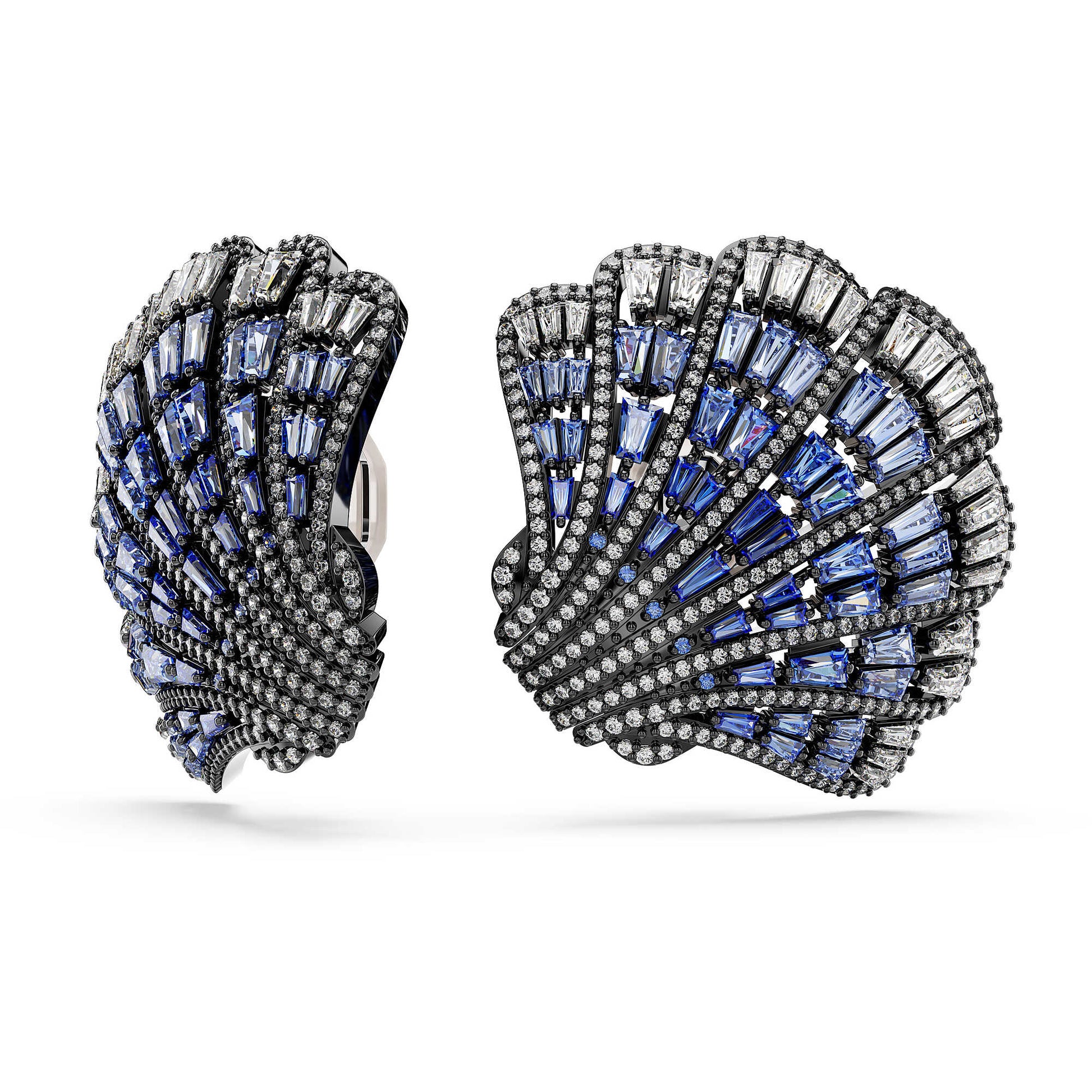 Swarovski Idyllia Blue Crystal Shell Clip Earrings for Women
