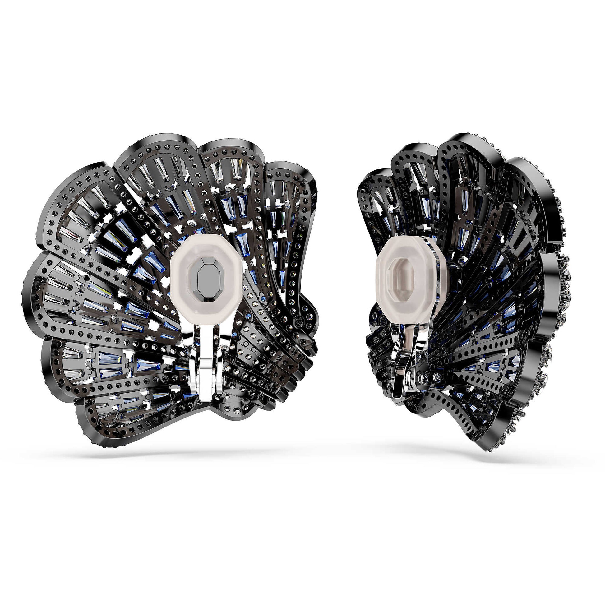 Swarovski Idyllia Blue Crystal Shell Clip Earrings for Women