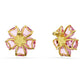 Florere Gold-tone Plated Pink Flower Stud Earrings with Swarovski Crystals