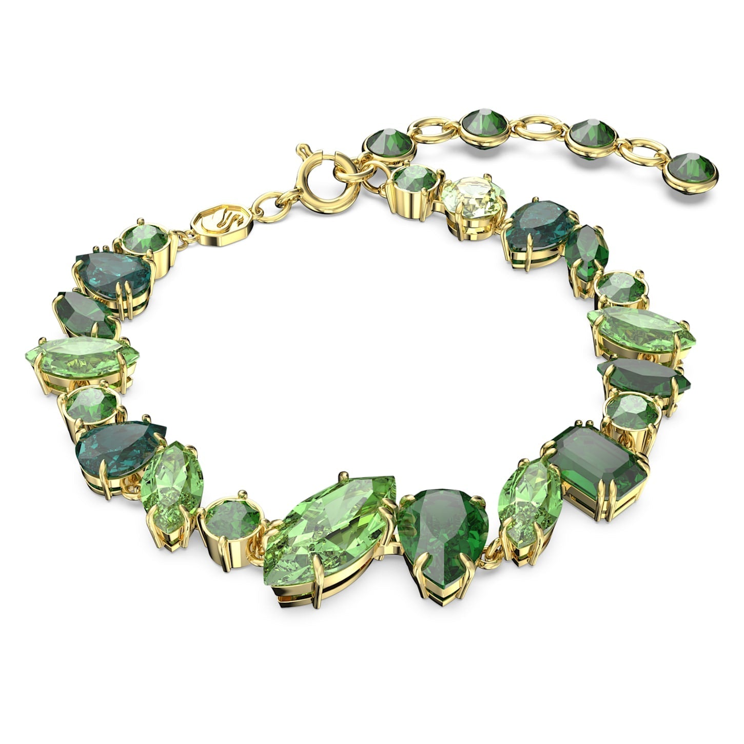 Elegant Swarovski Gema Green Mixed-Cut Bracelet Gold-Tone Plated