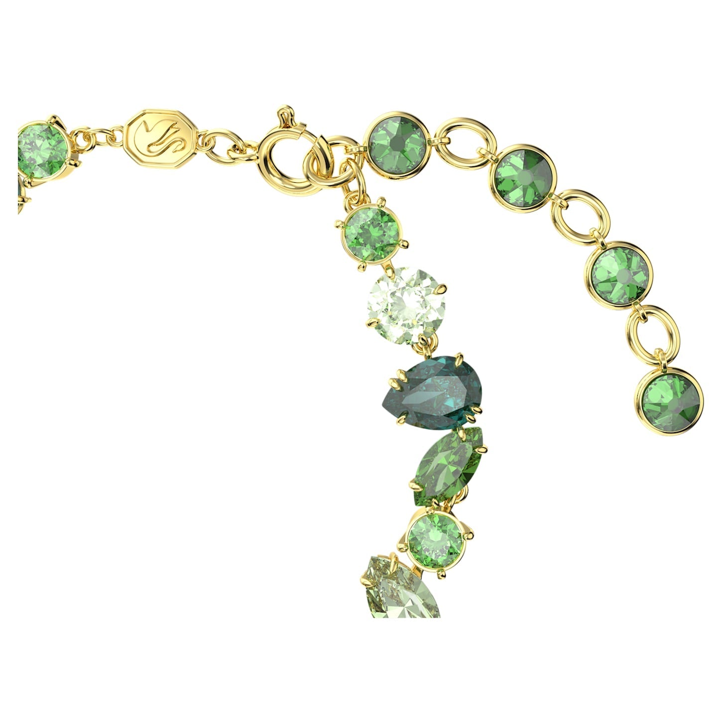 Elegant Swarovski Gema Green Mixed-Cut Bracelet Gold-Tone Plated