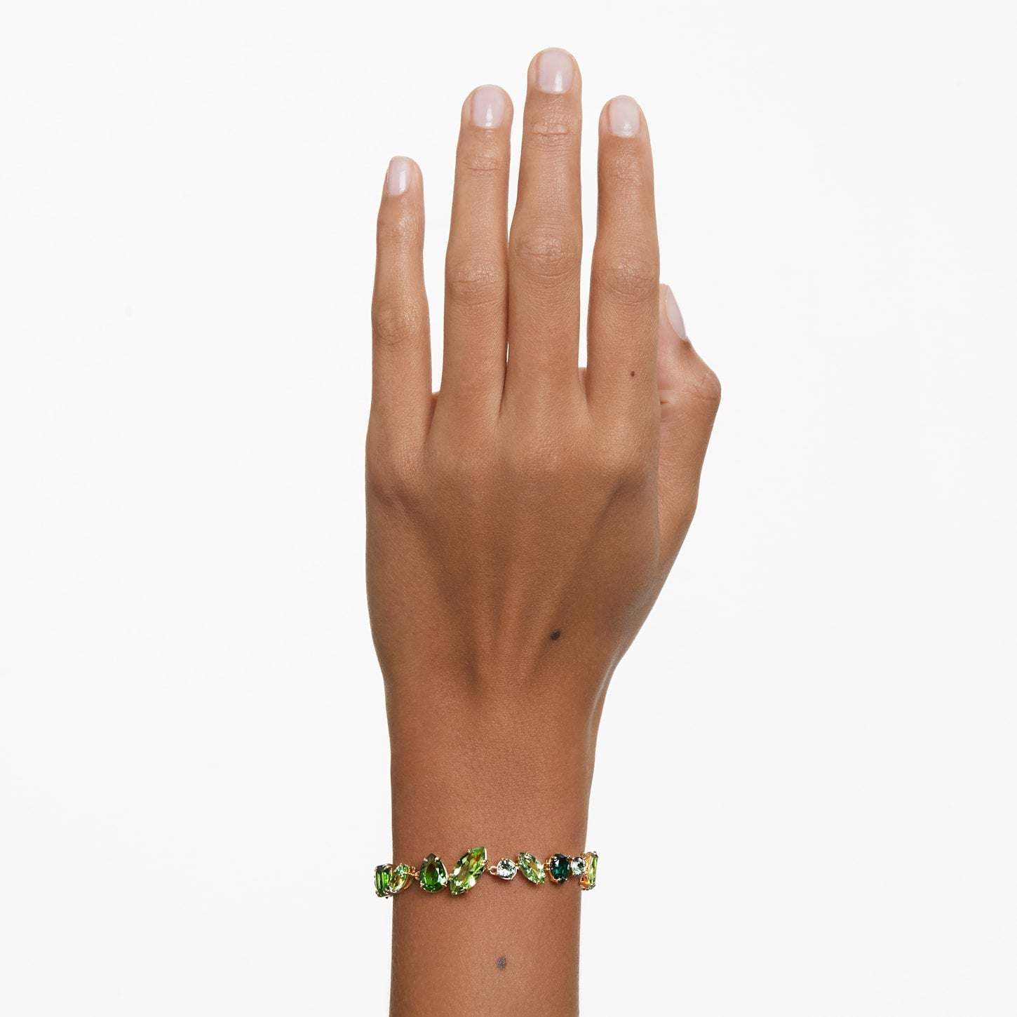 Elegant Swarovski Gema Green Mixed-Cut Bracelet Gold-Tone Plated