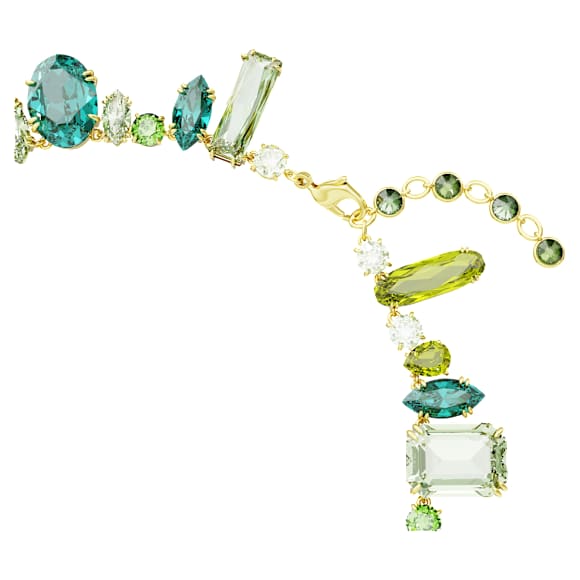 Gema Necklace, Mixed Cuts, Green, Gold-Tone Plated Crystal Jewelry