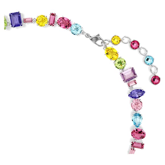 Swarovski Gema Multicolored Rhodium Plated Necklace: Mixed Crystal Cuts, Dazzling Elegance