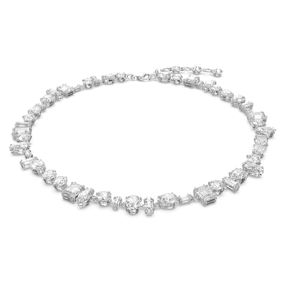 Swarovski Gema Mixed-Cut White Crystal Rhodium-Plated Dazzling Necklace for Women