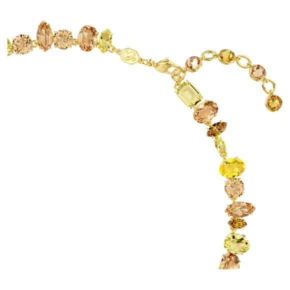 Elegant Gema Tennis Necklace, Mixed Yellow Crystals, Gold-Tone Plated