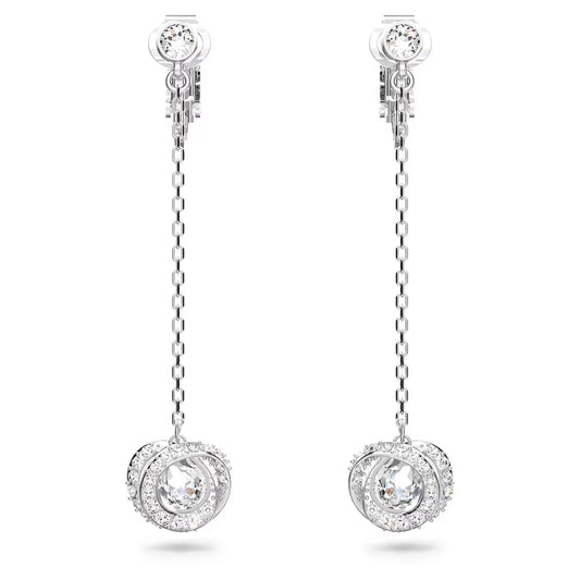 Swarovski Long White Crystal Clip Earrings