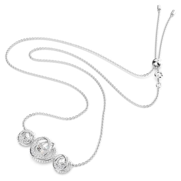Elegant Swarovski Generation White Rhodium Plated Necklace with Shimmering Pavé Crystals