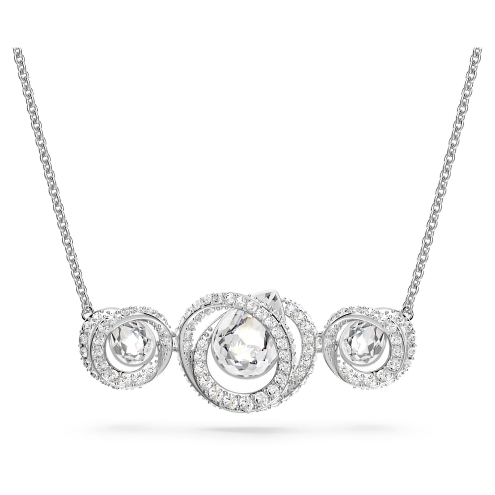Elegant Swarovski Generation White Rhodium Plated Necklace with Shimmering Pavé Crystals