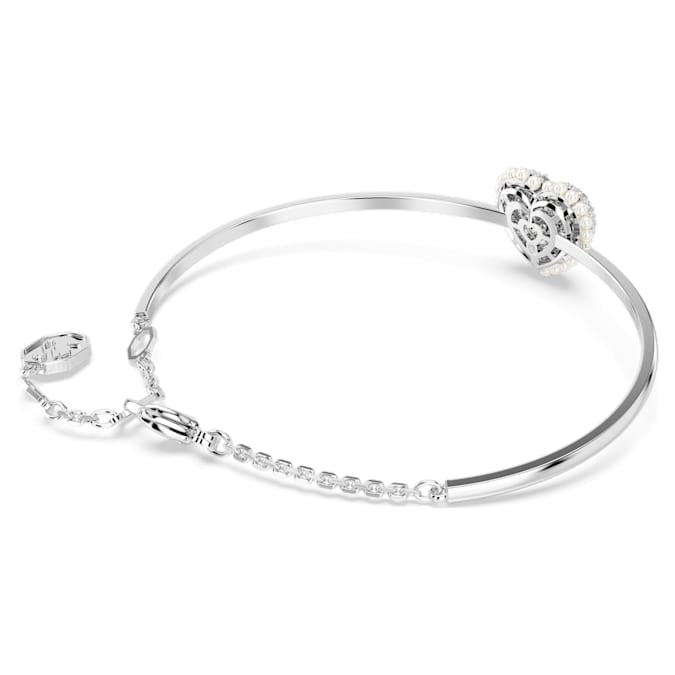 Swarovski Hyperbola White Rhodium Plated Heart Bangle Elegant