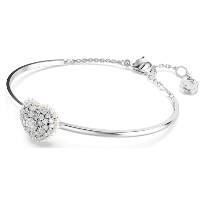 Swarovski Hyperbola White Rhodium Plated Heart Bangle Elegant