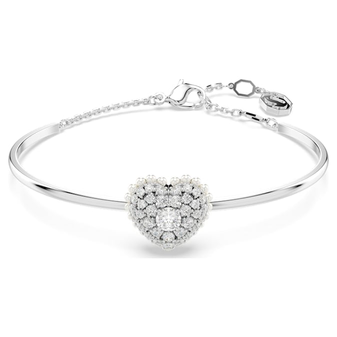 Swarovski Hyperbola White Rhodium Plated Heart Bangle Elegant