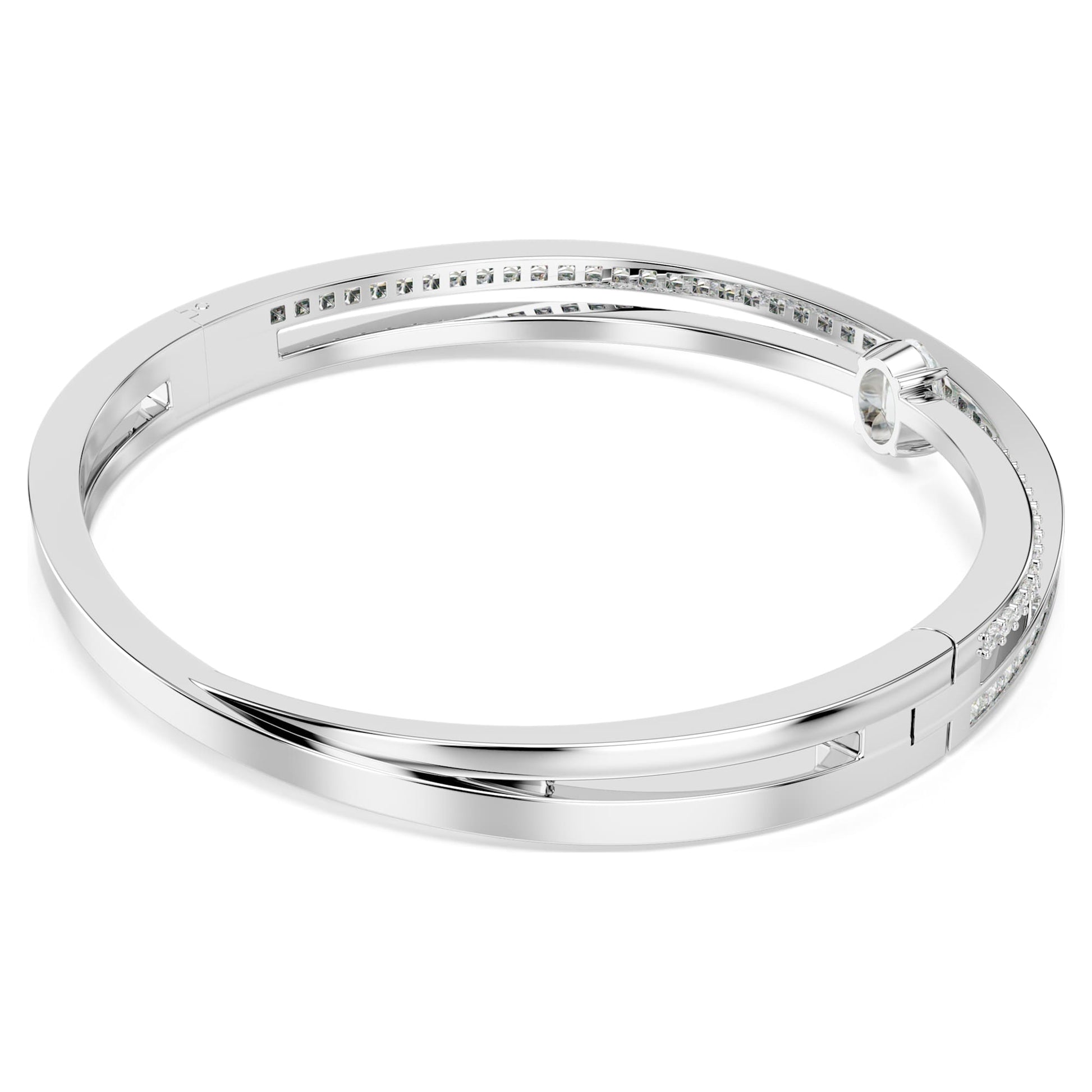 Swarovski Hyperbola Twisting Bangle with White Crystals Rhodium Plated