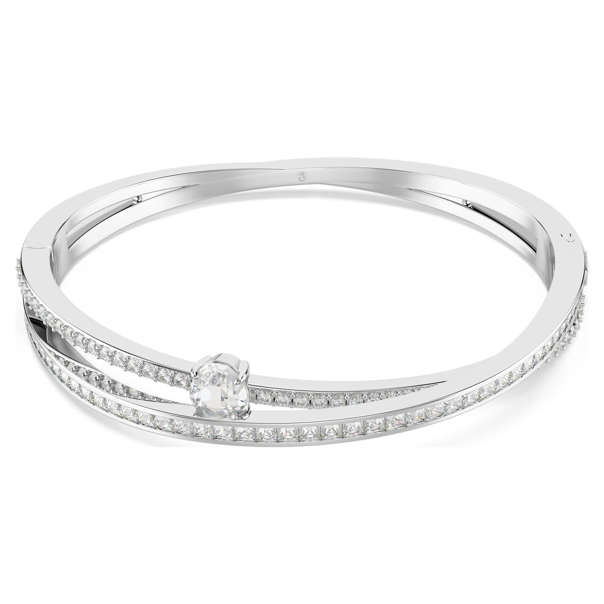 Swarovski Hyperbola Twisting Bangle with White Crystals Rhodium Plated