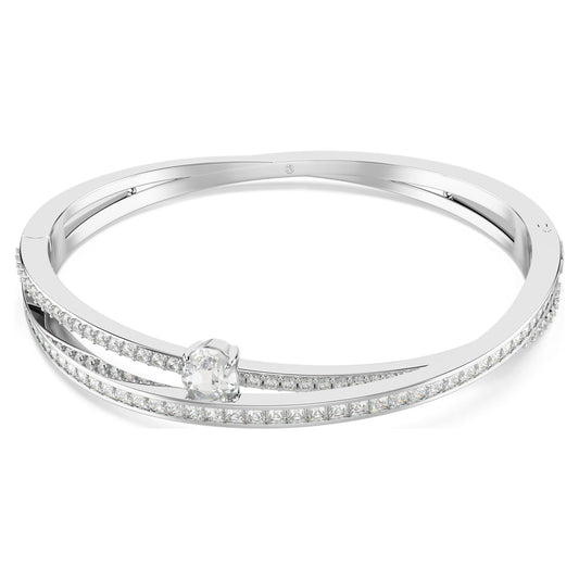 Swarovski Hyperbola Twisting Bangle with White Crystals Rhodium Plated