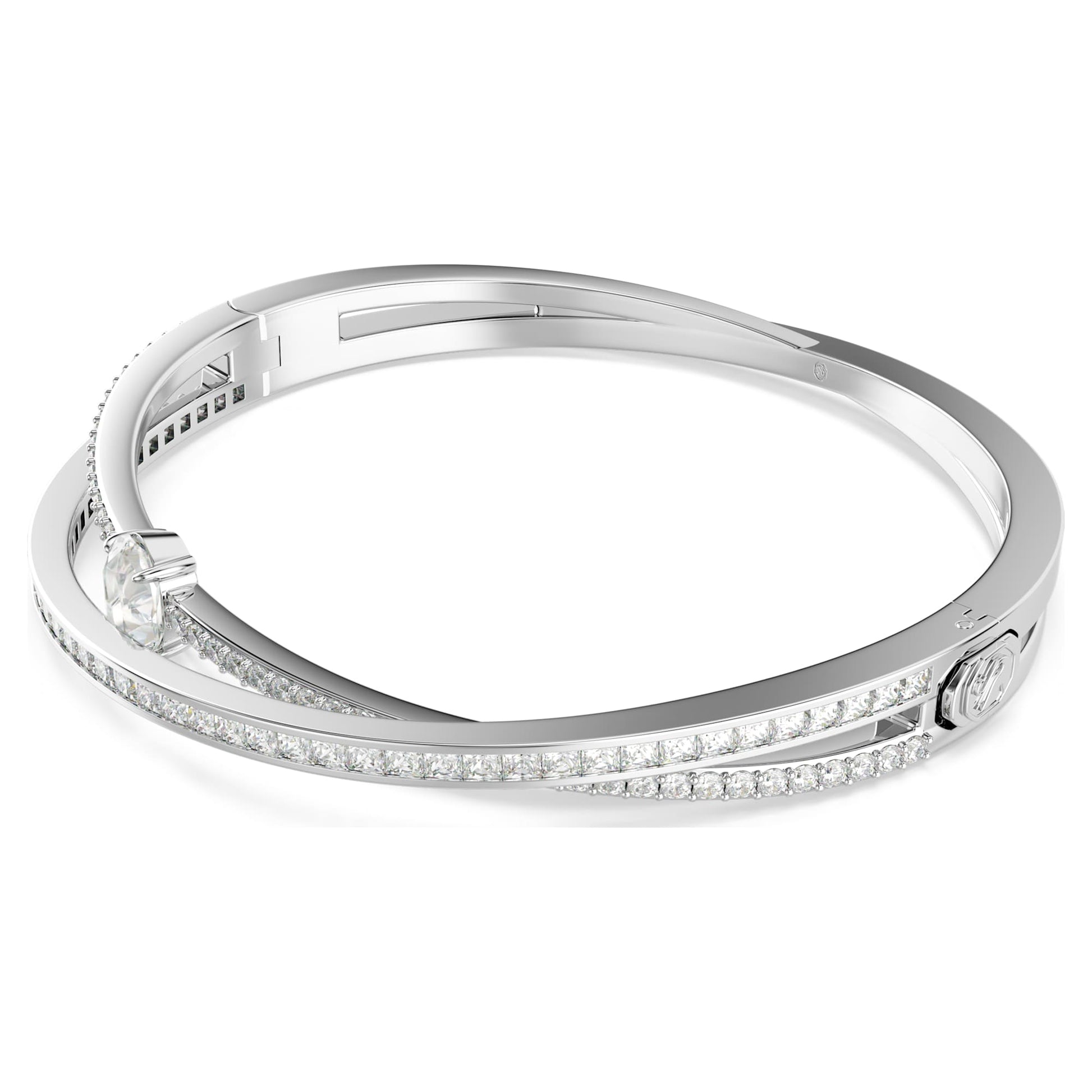 Swarovski Hyperbola Twisting Bangle with White Crystals Rhodium Plated