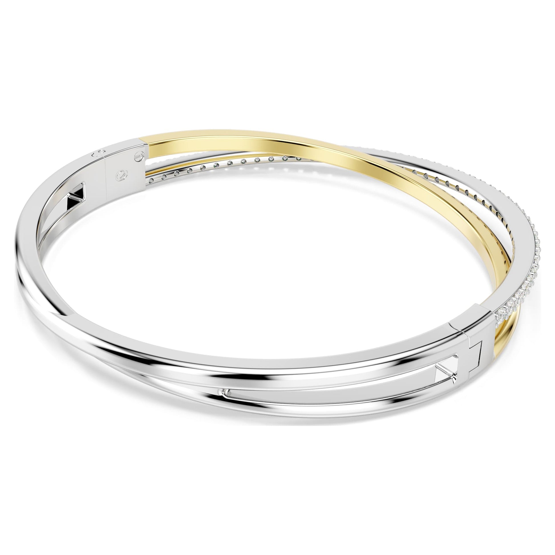 Elegant Swarovski Hyperbola Round-Cut White Mixed Metal Bangle