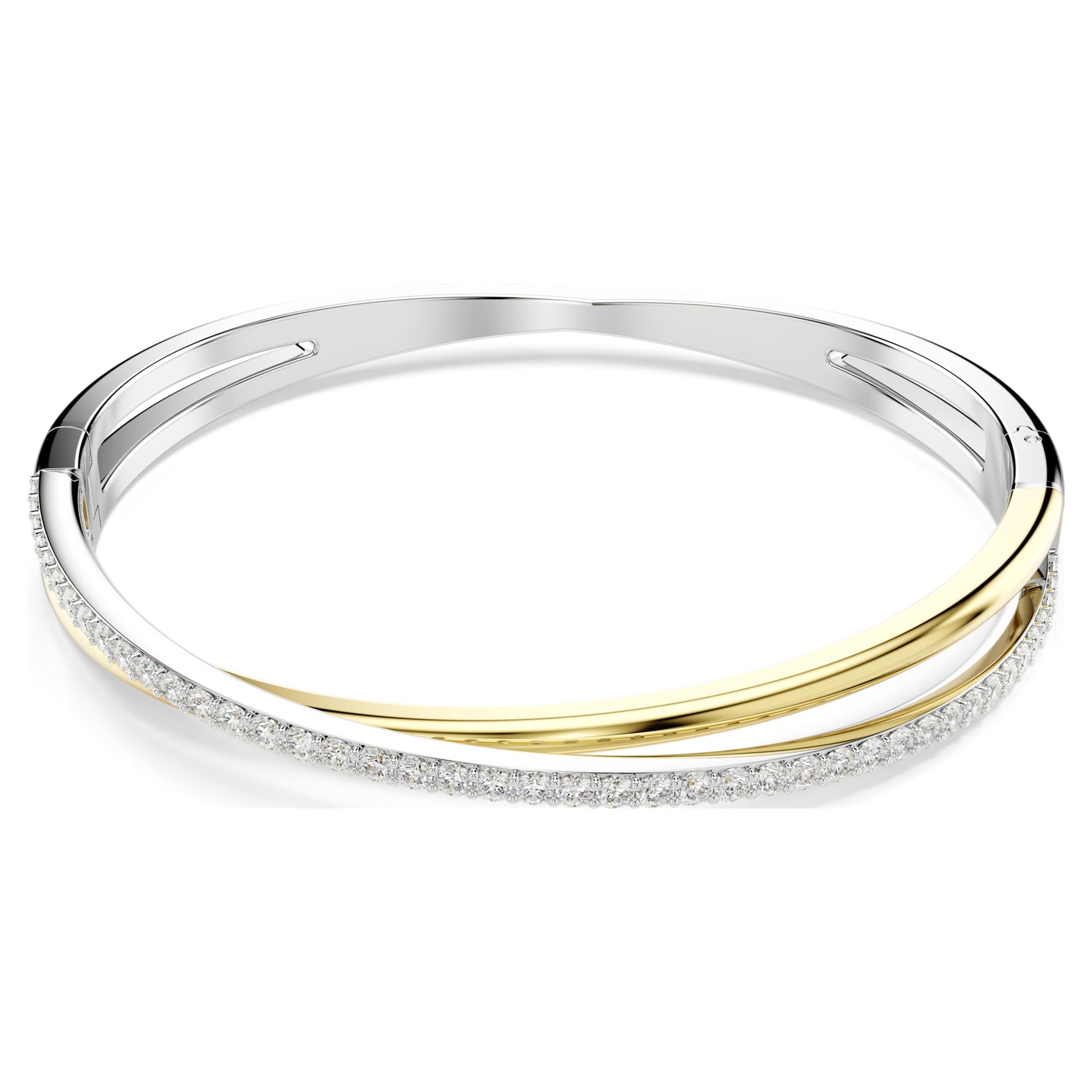 Elegant Swarovski Hyperbola Round-Cut White Mixed Metal Bangle