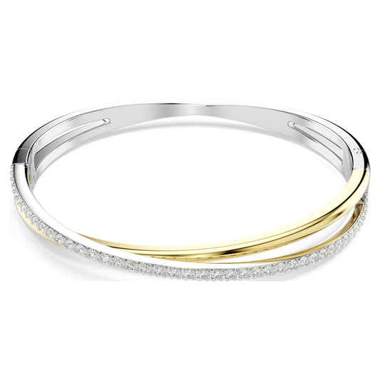 Elegant Swarovski Hyperbola Round-Cut White Mixed Metal Bangle