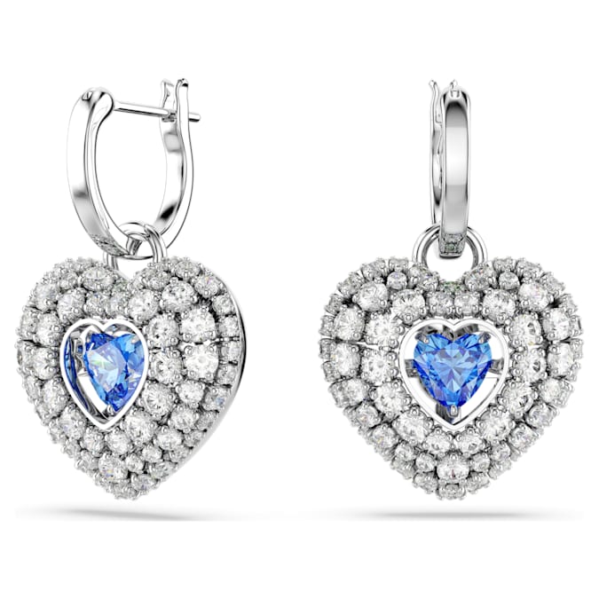 SWAROVSKI Hyperbola Blue Heart Drop Earrings Rhodium Plated