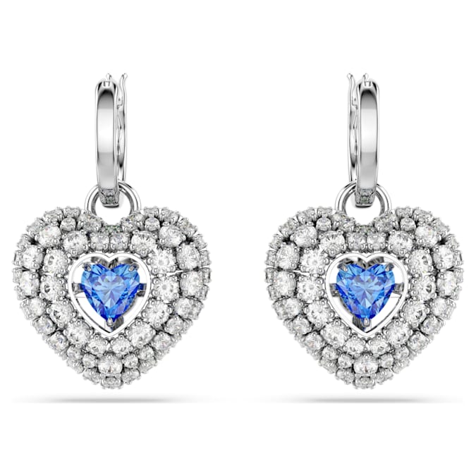 SWAROVSKI Hyperbola Blue Heart Drop Earrings Rhodium Plated