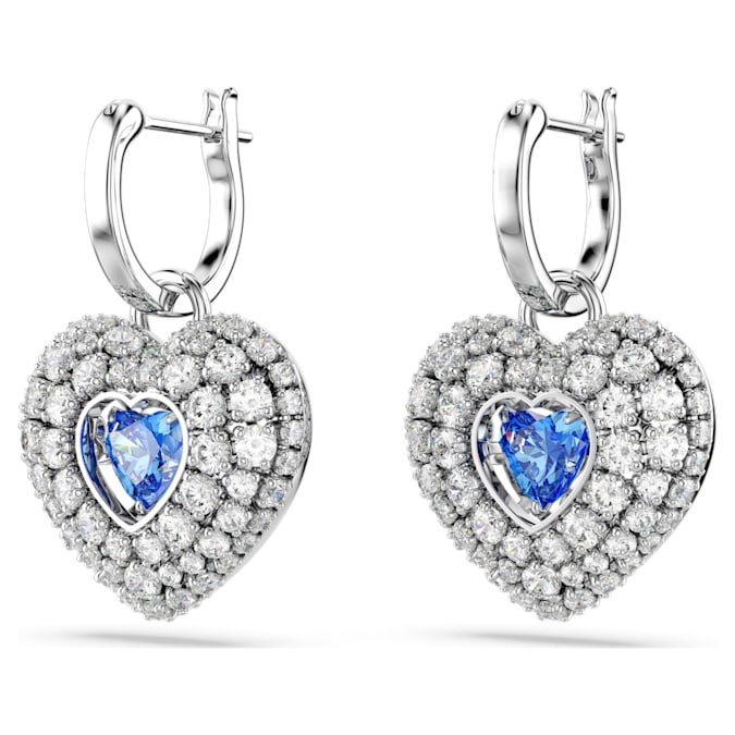 SWAROVSKI Hyperbola Blue Heart Drop Earrings Rhodium Plated