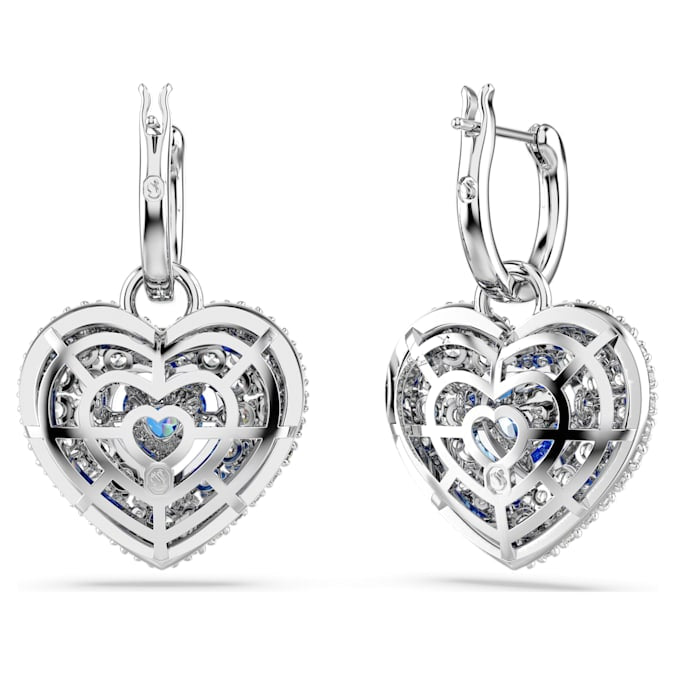 SWAROVSKI Hyperbola Blue Heart Drop Earrings Rhodium Plated