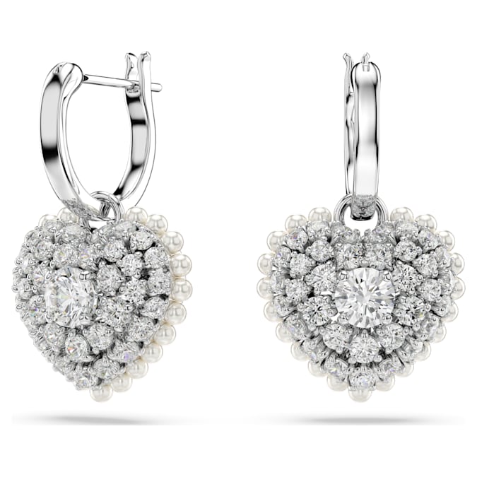 Swarovski Hyperbola Heart Drop Earrings White Rhodium Plated