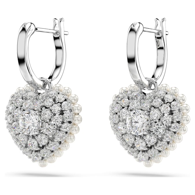 Swarovski Hyperbola Heart Drop Earrings White Rhodium Plated
