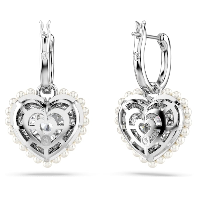 Swarovski Hyperbola Heart Drop Earrings White Rhodium Plated