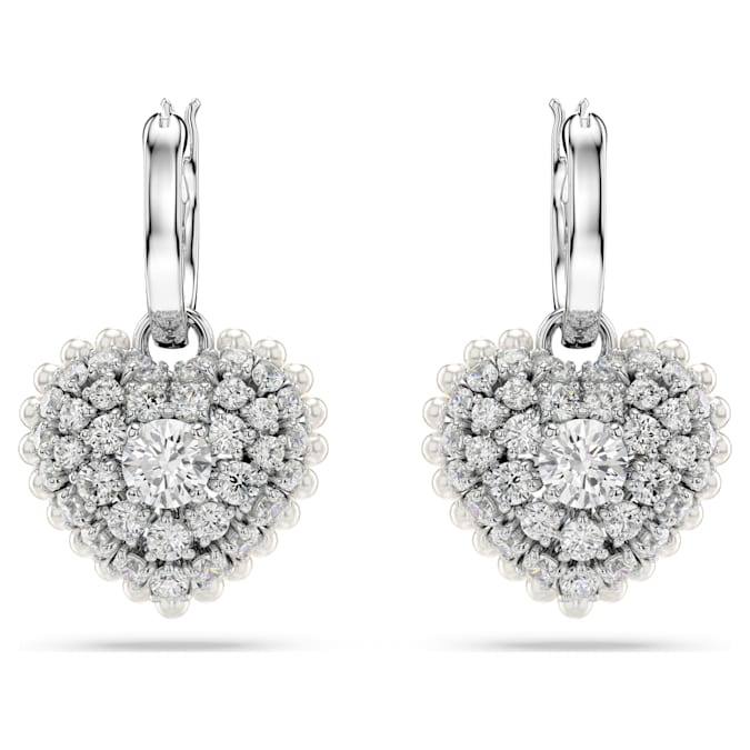 Swarovski Hyperbola Heart Drop Earrings White Rhodium Plated