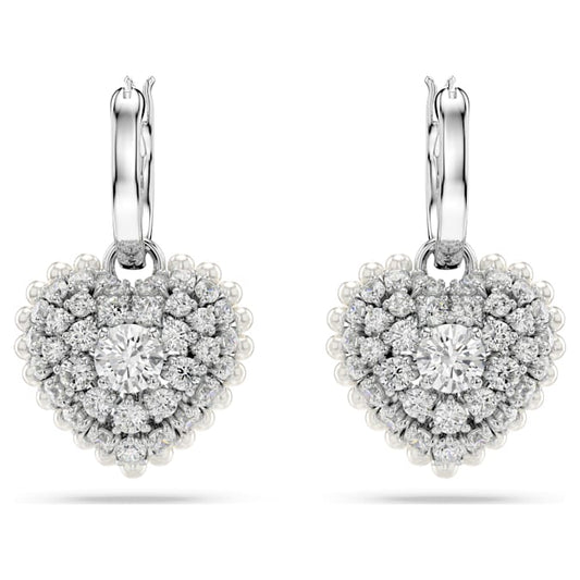 Swarovski Hyperbola Heart Drop Earrings White Rhodium Plated