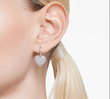 Swarovski Hyperbola Heart Drop Earrings White Rhodium Plated