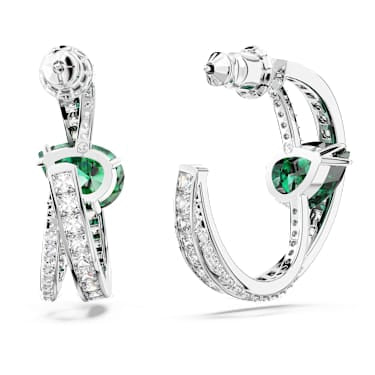 Swarovski Hyperbola Green Rhodium Plated Hoop Earrings with Mixed-Cut Crystals