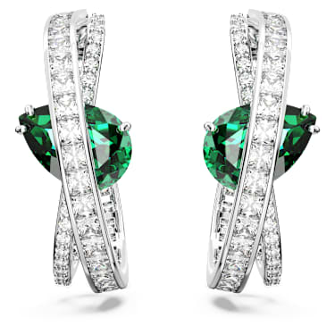 Swarovski Hyperbola Green Rhodium Plated Hoop Earrings with Mixed-Cut Crystals